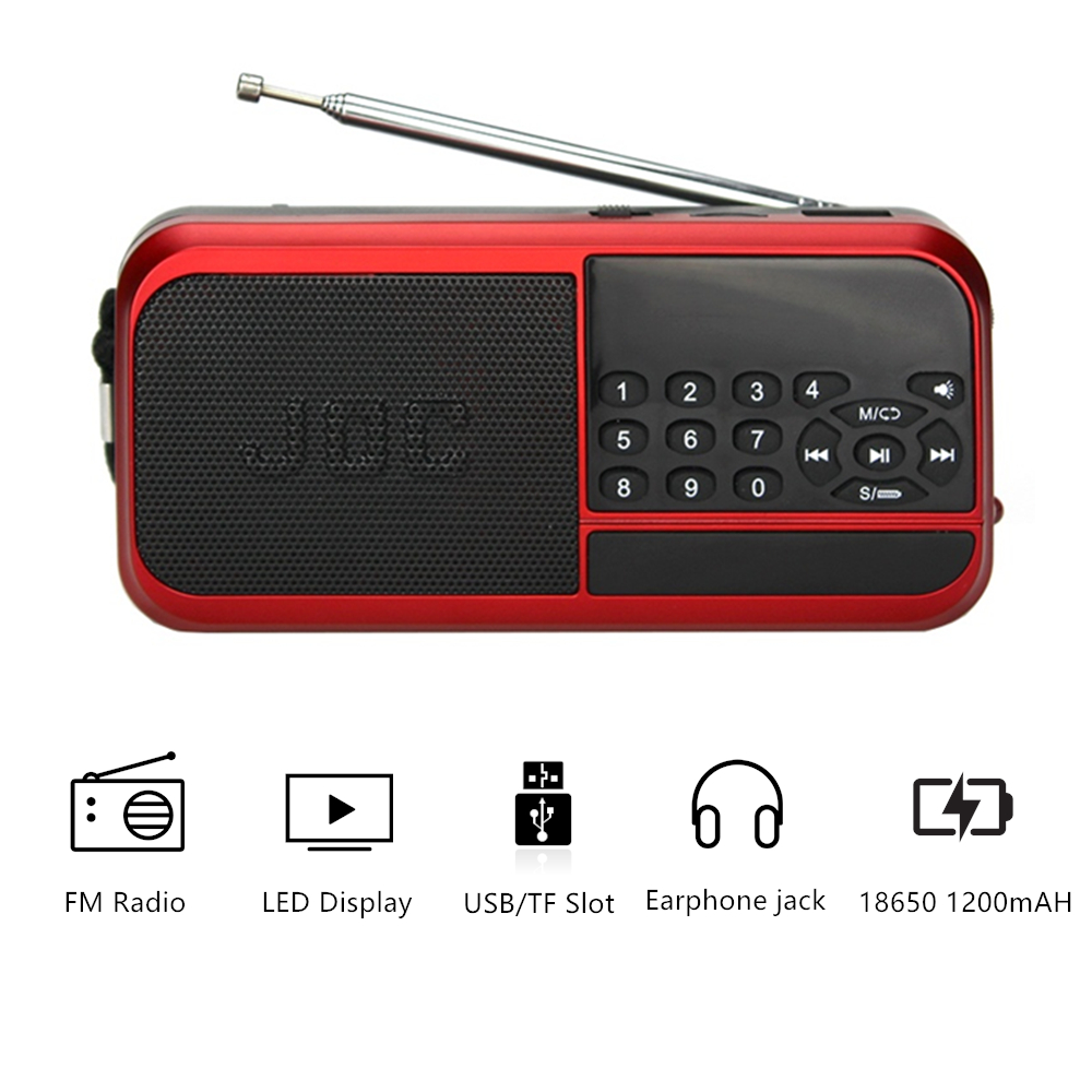 Επαναφορτιζόμενο Φορητό Ραδιόφωνο FM με Υποδοχή USB & TF JOC H798